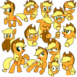 Size: 800x800 | Tagged: safe, artist:vdru7, part of a set, applejack, earth pony, pony, pixiv, silly, silly pony, solo