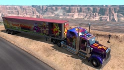 Size: 1192x670 | Tagged: safe, artist:pabrony83, sunset shimmer, human, pony, equestria girls, american truck simulator, arizona, cutie mark, female, game screencap, grand canyon, kenworth, kenworth w900, truck, video game