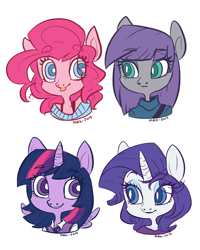 Size: 680x850 | Tagged: safe, artist:cuppycakesprinkles, derpibooru import, maud pie, pinkie pie, rarity, twilight sparkle, twilight sparkle (alicorn), alicorn, anthro, :p