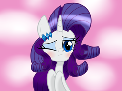 Size: 4128x3096 | Tagged: safe, artist:lovehtf421, rarity, pony, unicorn, absurd resolution, blushing, cute, equestria girls ponified, eyeshadow, female, hairclip, looking at you, makeup, mare, one eye closed, ponified, raribetes, solo