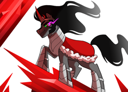 Size: 2100x1500 | Tagged: safe, artist:stratus35, derpibooru import, king sombra, pony, umbrum, crystal, error, male, shadow crystal, smiling, smirk, solo, sombra eyes, stallion, windswept mane