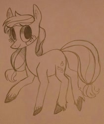 Size: 1075x1280 | Tagged: safe, artist:jellybeanbullet, applejack, earth pony, pony, monochrome, solo, traditional art