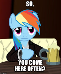 Size: 500x606 | Tagged: safe, derpibooru import, rainbow dash, pegasus, pony, cider, dos equis, funny, impact font, meme, most interesting man in the world, solo