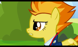 Size: 586x354 | Tagged: safe, derpibooru import, screencap, spitfire, pegasus, pony, wonderbolts academy, female, mare, two toned mane, wings, yellow coat