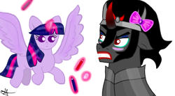 Size: 3000x1660 | Tagged: safe, artist:katya, derpibooru import, king sombra, twilight sparkle, twilight sparkle (alicorn), alicorn, pony, babylight sparkle, makeover, makeup