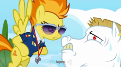 Size: 640x355 | Tagged: safe, derpibooru import, screencap, bulk biceps, spitfire, wonderbolts academy, roid rage, youtube caption