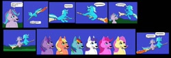 Size: 1280x434 | Tagged: safe, artist:mojo1985, applejack, fluttershy, pinkie pie, rainbow dash, rarity, starlight glimmer, trixie, twilight sparkle, earth pony, pony, mane six, race swap, ryansmither1 is a request whore