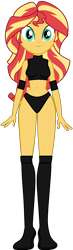 Size: 442x1509 | Tagged: safe, artist:invisibleink, artist:marcusvanngriffin, edit, sunset shimmer, equestria girls, belly button, boots, clothes, elbow pads, female, knee pads, looking at you, midriff, shoes, simple background, solo, sports, sports bra, sports panties, transparent background, vector, wrestler, wrestling