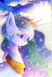 Size: 600x885 | Tagged: safe, artist:xvivido, princess celestia, alicorn, pony, cloud, solo, sun