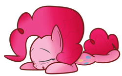 Size: 1280x795 | Tagged: safe, artist:mr-degration, pinkie pie, earth pony, pony, lying down, simple background, sleeping, solo, transparent background