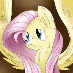 Size: 4093x4093 | Tagged: safe, artist:cutepencilcase, fluttershy, pegasus, pony, absurd resolution, chest fluff, fluffy, solo, spread wings