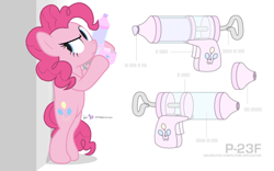 Size: 800x500 | Tagged: safe, artist:dm29, pinkie pie, earth pony, pony, bipedal, frosting gun, solo