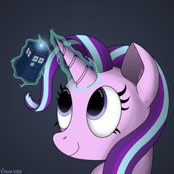 Size: 1797x1797 | Tagged: safe, artist:klonex1050art, starlight glimmer, pony, unicorn, doctor who, solo, tardis