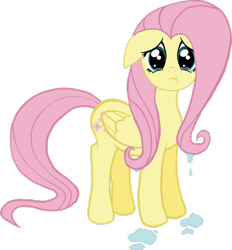 Size: 900x968 | Tagged: safe, artist:yukas-armstrong, fluttershy, pegasus, pony, crying, puddles, simple background, solo, teary eyes, transparent background, wet mane