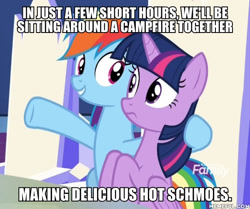 Size: 600x501 | Tagged: safe, derpibooru import, edit, edited screencap, screencap, rainbow dash, twilight sparkle, twilight sparkle (alicorn), alicorn, pegasus, pony, the beginning of the end, disney, impact font, meme, toy story 2