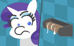 Size: 614x384 | Tagged: safe, artist:threetwotwo32232, rarity, pony, unicorn, bathroom, god is dead, solo, the worst possible thing, toilet, toilet paper roll, xk-class end-of-the-world scenario