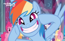 Size: 1701x1062 | Tagged: safe, derpibooru import, screencap, rainbow dash, pegasus, pony, the beginning of the end, cute, dashabetes, rainbow dash is best facemaker, rainbowsnap, solo