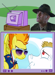 Size: 436x600 | Tagged: safe, derpibooru import, bulk biceps, spitfire, pony, wonderbolts academy, exploitable meme, full metal jacket, gunnery sergeant hartman, meme, r. lee ermey, roid rage, role reversal, sunglasses, tv meme