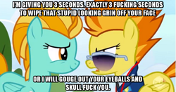 Size: 703x367 | Tagged: safe, derpibooru import, lightning dust, spitfire, pegasus, pony, wonderbolts academy, female, full metal jacket, gunnery sergeant hartman, image macro, sunglasses, vulgar