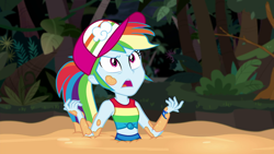 Size: 1920x1080 | Tagged: safe, derpibooru import, screencap, rainbow dash, better together, equestria girls, spring breakdown, clothes, quicksand, sleeveless, solo, tanktop
