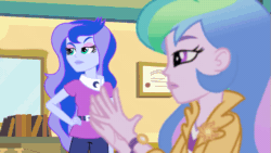 Size: 533x300 | Tagged: safe, screencap, princess celestia, princess luna, principal celestia, vice principal luna, equestria girls, rainbow rocks, animated, gif