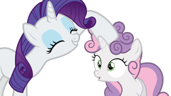 Size: 5760x3240 | Tagged: safe, artist:timeymarey007, rarity, sweetie belle, pony, unicorn, forever filly, .svg available, :o, absurd resolution, eyes closed, female, filly, mare, noogie, open mouth, simple background, smiling, transparent background, vector