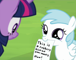 Size: 1274x1006 | Tagged: safe, derpibooru import, cotton cloudy, twilight sparkle, twilight sparkle (alicorn), alicorn, pony, trade ya, autograph meme, cotton cloudy reveals, draw on me, exploitable meme, female, filly, mare, meme, robbery