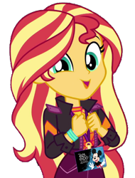 Size: 1558x2048 | Tagged: safe, artist:brerdaniel, edit, edited screencap, screencap, sunset shimmer, better together, equestria girls, sunset's backstage pass!, background removed, badge, d23 expo, d23 expo 2019, disney, mickey mouse, simple background, transparent background