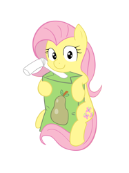 Size: 2500x3335 | Tagged: safe, artist:alamber, artist:speccysy, fluttershy, pegasus, pony, juice box, pear, solo