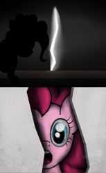 Size: 987x1616 | Tagged: safe, artist:ritorical, pinkie pie, earth pony, pony, crack, darkness, room