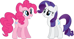 Size: 11657x6105 | Tagged: safe, artist:8-notes, artist:hawk9mm, pinkie pie, rarity, earth pony, pony, unicorn, canterlot boutique, .svg available, absurd resolution, female, lesbian, ponyscape, raripie, shipping, simple background, transparent background, vector