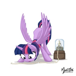 Size: 1000x1000 | Tagged: safe, artist:mysticalpha, derpibooru import, twilight sparkle, twilight sparkle (alicorn), alicorn, pony, adorkable, cute, dork, face down ass up, female, mare, reading, solo, stock ticker, wide eyes