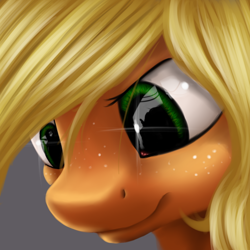 Size: 1000x1000 | Tagged: safe, artist:tres-apples, applejack, earth pony, pony, bust, portrait, solo