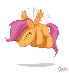 Size: 866x912 | Tagged: safe, artist:mysticalpha, scootaloo, flying, scootaloo can fly, scootaloo can't fly