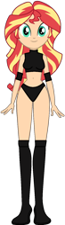 Size: 442x1509 | Tagged: safe, artist:invisibleink, edit, sunset shimmer, equestria girls, belly button, boots, clothes, elbow pads, female, human coloration, knee pads, midriff, shoes, simple background, solo, sports, sports bra, sports panties, transparent background, vector, wrestler, wrestling