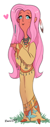 Size: 280x700 | Tagged: safe, artist:cam070, artist:zamii070, fluttershy, human, clothes, fluttersquaw, humanized, native american, solo