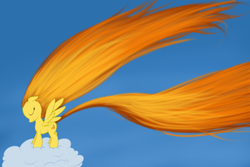 Size: 3000x2000 | Tagged: safe, artist:drakmire, derpibooru import, spitfire, pegasus, pony, female, long mane, mare, two toned mane, wings, yellow coat