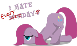 Size: 3003x1791 | Tagged: safe, artist:zacatron94, pinkie pie, earth pony, pony, apathy, i hate mondays, pinkamena diane pie, solo