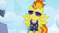 Size: 640x360 | Tagged: safe, derpibooru import, screencap, spitfire, wonderbolts academy, sunglasses