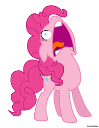 Size: 1680x2160 | Tagged: safe, artist:greaterlimit, edit, pinkie pie, earth pony, pony, scare master, d:, faic, floppy ears, flutterscream, frown, nose in the air, open mouth, screaming, simple background, solo, tongue out, transparent background, vector, vector edit, wide eyes