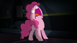 Size: 1920x1080 | Tagged: safe, artist:greaterlimit, edit, edited screencap, screencap, pinkie pie, earth pony, pony, scare master, d:, faic, floppy ears, flutterscream, frown, nose in the air, open mouth, screaming, solo, tongue out, volumetric mouth, wide eyes