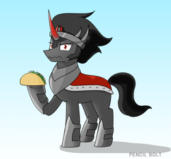 Size: 2116x1976 | Tagged: safe, artist:pencil bolt, derpibooru import, king sombra, pony, unicorn, armor, dark, food, looking at you, male, taco