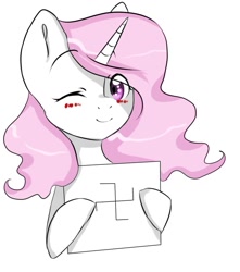 Size: 730x827 | Tagged: artist needed, safe, princess celestia, alicorn, pony, asatru, blushing, buddhism, heathenism, hinduism, manji, pagan, paganism, paper, religion, rodnovery, simple background, solo, white background