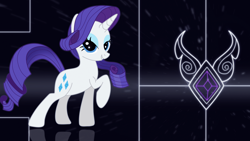 Size: 2732x1536 | Tagged: safe, artist:elsdrake, edit, rarity, pony, unicorn, element of generosity, solo, wallpaper, wallpaper edit