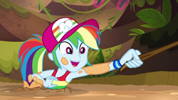 Size: 1920x1080 | Tagged: safe, derpibooru import, screencap, rainbow dash, better together, equestria girls, spring breakdown, clothes, female, quicksand, sleeveless, tanktop