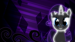 Size: 1920x1080 | Tagged: safe, artist:allicornuk, edit, rarity, pony, unicorn, neon, solo, wallpaper, wallpaper edit