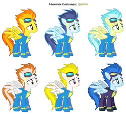 Size: 3200x2900 | Tagged: safe, artist:pika-robo, artist:sierraex, derpibooru import, fire streak, misty fly, nightshade, soarin', spitfire, surprise, alternate costumes, palette swap, recolor, shadowbolts, wonderbolts