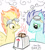 Size: 446x500 | Tagged: safe, artist:don-ko, derpibooru import, soarin', spitfire, crying, fire, goggles, toast, toaster