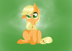 Size: 1024x731 | Tagged: safe, artist:justbrohoof, applejack, earth pony, pony, blonde mane, female, mare, missing accessory, orange coat, solo