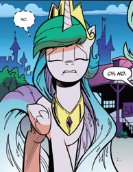 Size: 452x581 | Tagged: safe, artist:andypriceart, idw, princess celestia, alicorn, pony, accord (arc), chaos theory (arc), part the second: in all chaos there is a cosmos, spoiler:comic49, cropped, in all disorder a secret order, no, reaction image, solo